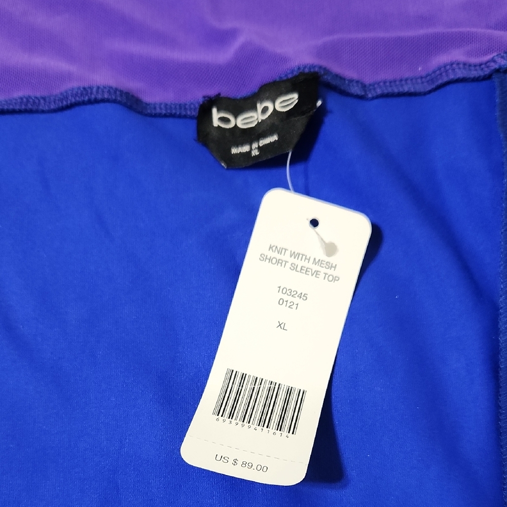 Bebe Vibrant Purple and Blue Top